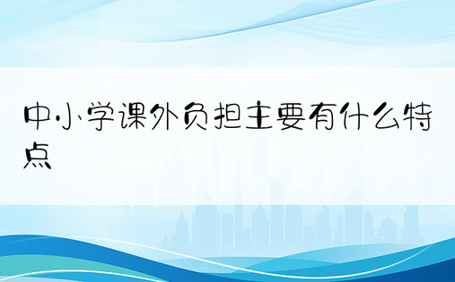 中小学课外负担主要有什么特点